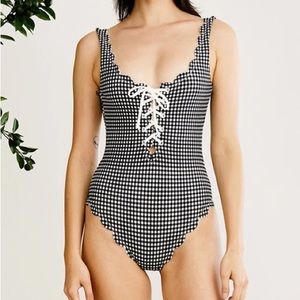 Palm Springs Tie Maillot in Gingham (Black)
